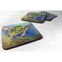 "Caroline's Treasures JMK1262FC Loggerhead Sea Turtle Foam Coaster (Set of 4), 3.5"" H x 3.5"" W, Multicolor"
