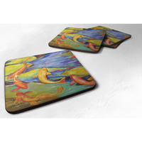 "Caroline's Treasures JMK1263FC Koi Foam Coaster (Set of 4), 3.5"" H x 3.5"" W, Multicolor"