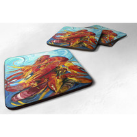 "Caroline's Treasures JMK1264FC Crawfish Foam Coaster (Set of 4), 3.5"" H x 3.5"" W, Multicolor"