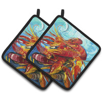 "Caroline's Treasures Crawfish Pair of Pot Holders JMK1264PTHD, 7.5HX7.5W, Multicolor"