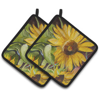 "Caroline's Treasures Sunflowers Pair of Pot Holders JMK1265PTHD, 7.5HX7.5W, Multicolor"