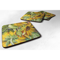 "Caroline's Treasures JMK1266FC Sunflowers Foam Coaster (Set of 4), 3.5"" H x 3.5"" W, Multicolor"