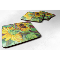 "Caroline's Treasures JMK1267FC Sunflowers Foam Coaster (Set of 4), 3.5"" H x 3.5"" W, Multicolor"
