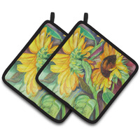 "Caroline's Treasures Sunflowers Pair of Pot Holders JMK1267PTHD, 7.5HX7.5W, Multicolor"