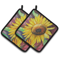"Caroline's Treasures Sunflowers Pair of Pot Holders JMK1268PTHD, 7.5HX7.5W, Multicolor"