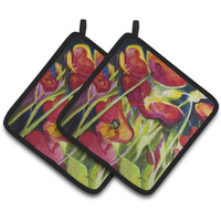 "Caroline's Treasures Poppies Pair of Pot Holders JMK1269PTHD, 7.5HX7.5W, Multicolor"