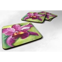 "Caroline's Treasures JMK1270FC Orchid Foam Coaster (Set of 4), 3.5"" H x 3.5"" W, Multicolor"