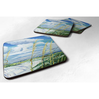 "Caroline's Treasures JMK1271FC Sea Oats Foam Coaster (Set of 4), 3.5"" H x 3.5"" W, Multicolor"