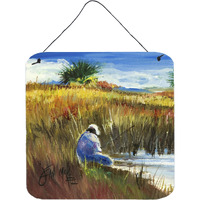 "Caroline's Treasures Fishing on the Bank Wall or Door Hanging Prints, 6 x 6"""