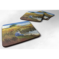"Caroline's Treasures JMK1274FC Fishing on the Bank Foam Coaster (Set of 4), 3.5"" H x 3.5"" W, Multicolor"
