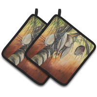 "Caroline's Treasures Orange Coconut Tree Pair of Pot Holders JMK1280PTHD, 7.5HX7.5W, Multicolor"