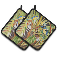 "Caroline's Treasures Parrots Pair of Pot Holders JMK1281PTHD, 7.5HX7.5W, Multicolor"