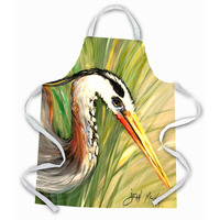 "Caroline's Treasures JMK1285APRON Blue Heron Apron, Large, Multicolor"
