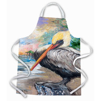 "Caroline's Treasures JMK1288APRON Bay View Pelican Apron, Large, Multicolor"