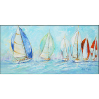 "Caroline's Treasures Sailboats Regatta Floor Runner, 28"" x 58"", Multicolor"
