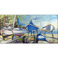 "Caroline's Treasures JMK1314HRM2858 Sailboats Dry Dock Floor Runner 28"" x 58"" Multicolor"