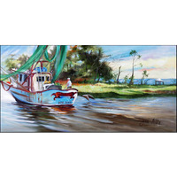 "Caroline's Treasures Shrimp Boats Miss Jeanie Floor Runner, 28"" x 58"", Multicolor"