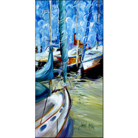 "Caroline's Treasures Starlight Sailboats Floor Runner, 58hx28w Multicolor"