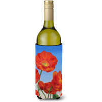 "Caroline's Treasures Poppies by Sinead Jones Wine Bottle Koozie Hugger, 750ml, Multicolor"
