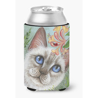 "Caroline's Treasures JYJ0173CC ""White Cat Sapphire Eyes"" Can or Bottle Hugger, Multicolor"