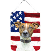 "Caroline's Treasures Usa American Flag with Jack Russell Terrier Wall or Door Hanging Prints, 16"" x 12"""