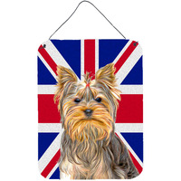 "Caroline's Treasures Yorkie/Yorkshire Terrier with English Union Jack British Flag Wall or Door Hanging Prints, 16"" x 12"""