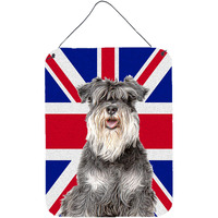 "Caroline's Treasures KJ1164DS1216 Schnauzer with English Union Jack British Flag Wall or Door Hanging Prints, 16"" x 12"""
