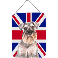 "Caroline's Treasures KJ1165DS1216 Schnauzer with English Union Jack British Flag Wall or Door Hanging Prints, 16"" x 12"""