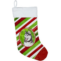 "Caroline's Treasures Candy Cane Holiday Christmas Alaskan Malamute Christmas Stocking, 11 x 18"", Mulitcolor"
