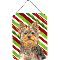 "Caroline's Treasures Candy Cane Holiday Christmas Yorkie/Yorkshire Terrier Wall or Door Hanging Prints, 16"" x 12"""