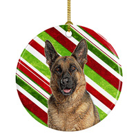 Candy Cane Holiday Christmas German Shepherd Ceramic Ornament KJ1173CO1