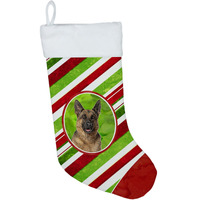 "Caroline's Treasures Candy Cane Holiday Christmas German Shepherd Christmas Stocking, 11 x 18"", Mulitcolor"