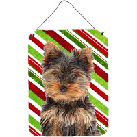 "Caroline's Treasures Candy Cane Holiday Christmas Yorkie Puppy/Yorkshire Terrier Wall or Door Hanging Prints, 16"" x 12"""