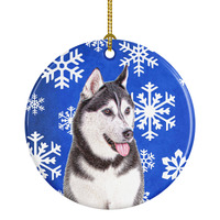 Winter Snowflakes Holiday Alaskan Malamute Ceramic Ornament KJ1175CO1