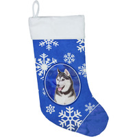 "Caroline's Treasures Winter Snowflakes Holiday Alaskan Malamute Christmas Stocking, 11 x 18"", Mulitcolor"
