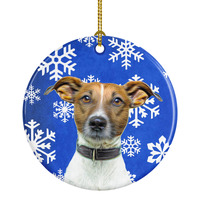 Winter Snowflakes Holiday Jack Russell Terrier Ceramic Ornament KJ1176CO1