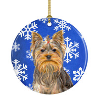Winter Snowflakes Holiday Yorkie / Yorkshire Terrier Ceramic Ornament KJ1177CO1