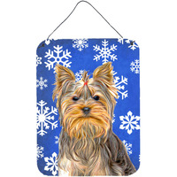 "Caroline's Treasures Winter Snowflakes Holiday Yorkie/Yorkshire Terrier Wall or Door Hanging Prints, 16"" x 12"""