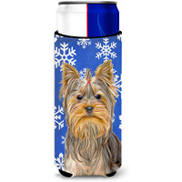 Winter Snowflakes Holiday Yorkie / Yorkshire Terrier Ultra Beverage Insulators for slim cans KJ1177MUK