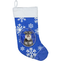"Caroline's Treasures KJ1178CS Winter Snowflakes Holiday Schnauzer Christmas Stocking, 11 x 18"", Mulitcolor"