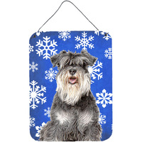 "Caroline's Treasures KJ1178DS1216 Winter Snowflakes Holiday Schnauzer Wall or Door Hanging Prints, 16"" x 12"""