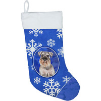 "Caroline's Treasures KJ1179CS Winter Snowflakes Holiday Schnauzer Christmas Stocking, 11 x 18"", Mulitcolor"