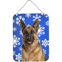"Caroline's Treasures Winter Snowflakes Holiday German Shepherd Wall or Door Hanging Prints, 16"" x 12"""