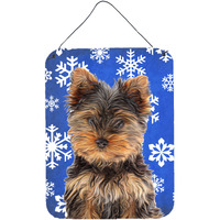 "Caroline's Treasures Winter Snowflakes Holiday Yorkie Puppy/Yorkshire Terrier Wall or Door Hanging Prints, 16"" x 12"""