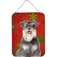 "Caroline's Treasures KJ1185DS1216 Red Snowflakes Holiday Christmas Schnauzer Wall or Door Hanging Prints, 16"" x 12"""