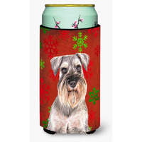 Red Snowflakes Holiday Christmas  Schnauzer Tall Boy Beverage Insulator Hugger KJ1186TBC