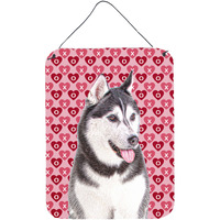 "Caroline's Treasures Hearts Love and Valentine's Day Alaskan Malamute Wall or Door Hanging Prints, 16"" x 12"""