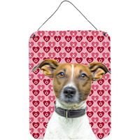 "Caroline's Treasures Hearts Love and Valentine's Day Jack Russell Terrier Wall or Door Hanging Prints, 16"" x 12"""