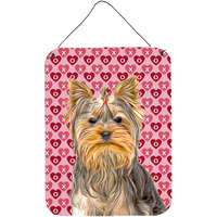 "Caroline's Treasures Hearts Love and Valentine's Day Yorkie/Yorkshire Terrier Wall or Door Hanging Prints, 16"" x 12"""
