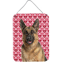 "Caroline's Treasures Hearts Love and Valentine's Day German Shepherd Wall or Door Hanging Prints, 16"" x 12"""